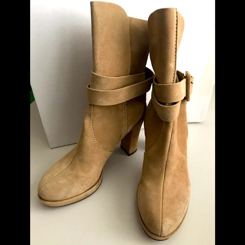 👢GAP Tan Suede High Heel Calf High Boots NWT
